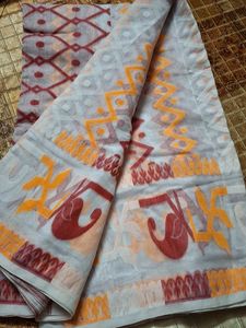 beautiful soft cotton jmdani saree with blouse pie