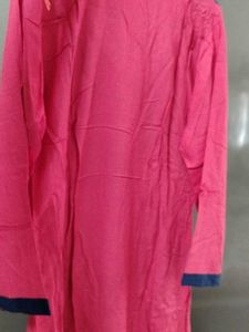 Vibrant Pink &amp; Blue Embroidered Kurta
