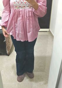 Embroidered Pink Kurta
