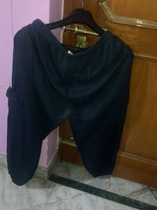 plus size Navy Blue Track Pants with Stripes