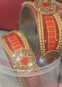 Exquisite Red &amp; Gold Bangles (kada set)