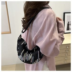 Stylish Black Crescent Hobo Bag