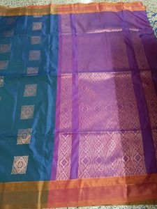 Elegant Blue &amp; Purple Silk Saree