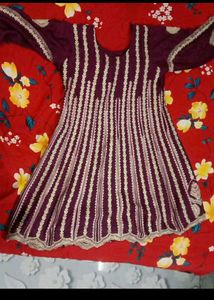 Embroidered Purple Kurti