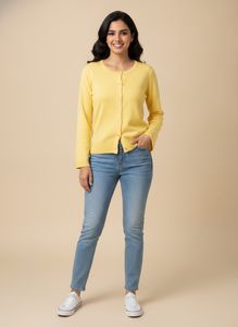 Women's Yellow Button-Up Cardigan