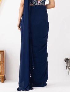 Designer Navy Blue Embroidered Saree