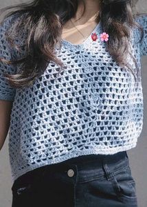 Crocheted V-Neck Mess Top