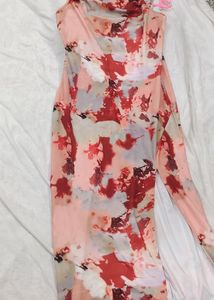 Midi Dress With Cowl Neck Korean Style