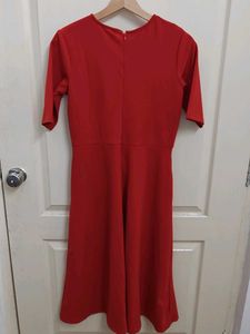 Chic Red A-Line Midi Dress