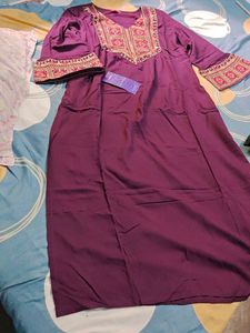 Embroidered Purple Kurta