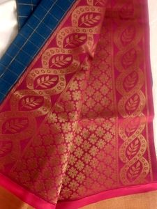 Beautiful Kuppadam  Peacock Blue And Pink Saree