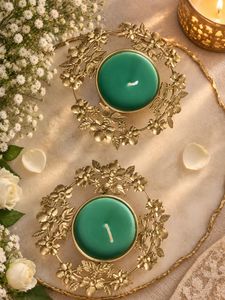 Elegant Floral Tealight Candle Holders Set