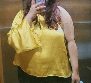 H&amp;M Vibrant Gold One Shoulder Top