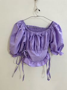 Cute Lavender Puff Sleeve Top