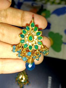 SEA GREEN PEARL AND STONE EARRINGS