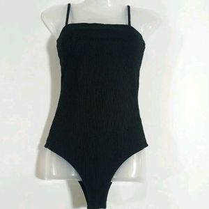 SHEIN Black Ribbed Bodysuit