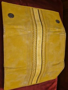 Stylish Yellow Suede Wallet  slightly worn out