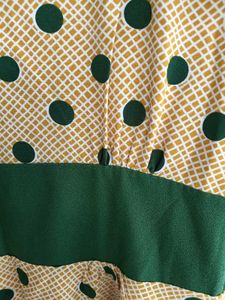 Green polka dot yellow dress