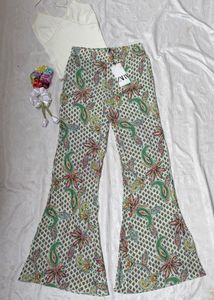 Zara Boho Paisley Print Wide Leg Pants
