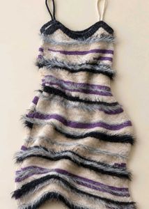 MULTICOLOR FUZZY STRIPED KNIT CAMI DRESS