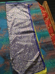 Vibrant Silk Saree with Blue Border