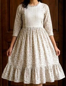 Floral Print Ethnic White dress