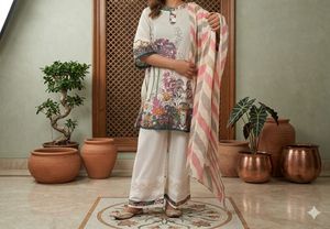Elegant Floral Kurta Set with Dupatta