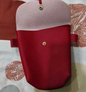 Red Faux Leather Belt Bag with Tassel