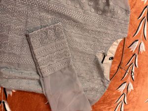 Elegant Grey Chikankari Kurta