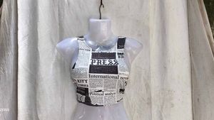 I. Newspaper Print Crop Top