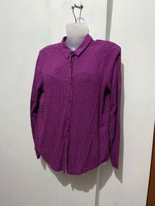 Purple Polka Dot Button-Up Shirt