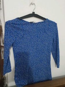 Blue Ditsy Floral Print Top