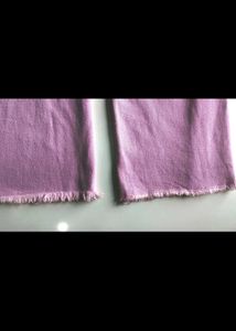 Lavender Wide Leg straight denim Jeans frayed