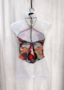 16138. Sheer Butterfly Halter Top