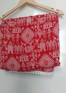 Vibrant Red Ethnic Printed Saree