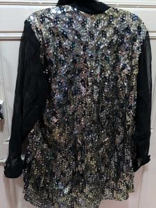 Sparkly Sequin Long Sleeve Shirt Dress