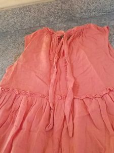 Coral back tie dress