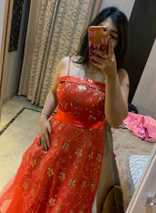 Stunning Red Sequin Ethnic Gown
