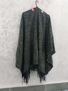 Animal Print Fringe Shawl