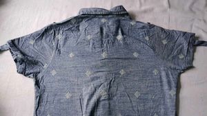 Blue Denim Style Short Sleeve Shirt