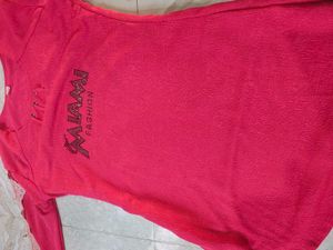 Vibrant Pink Lace Sleeve long top
