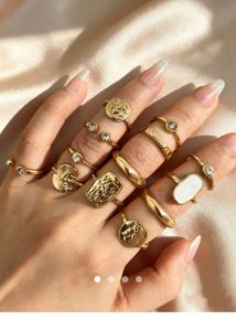 Boho rose gold Ring Set