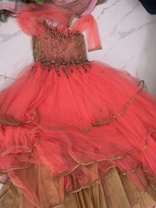 Beautiful Coral Tiered Gown