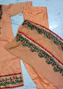 Beautiful Light Orange Suit Set With Dupatta