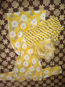 Yellow Floral Kurta Set with Dupatta