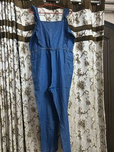 Blue Denim Ruffle Jumpsuit