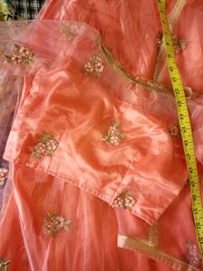 Peach Embroidered Lehenga Choli Set