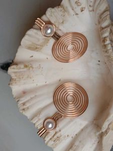 Spiral Pearl Drop &amp; Green Stud Earrings