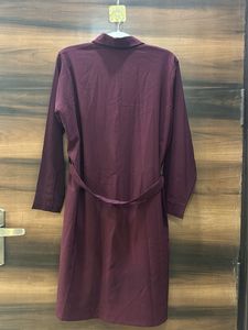 Maroon Shirt Dress with Embellishment