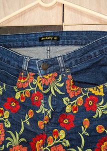 Embroidered Denim Shorts